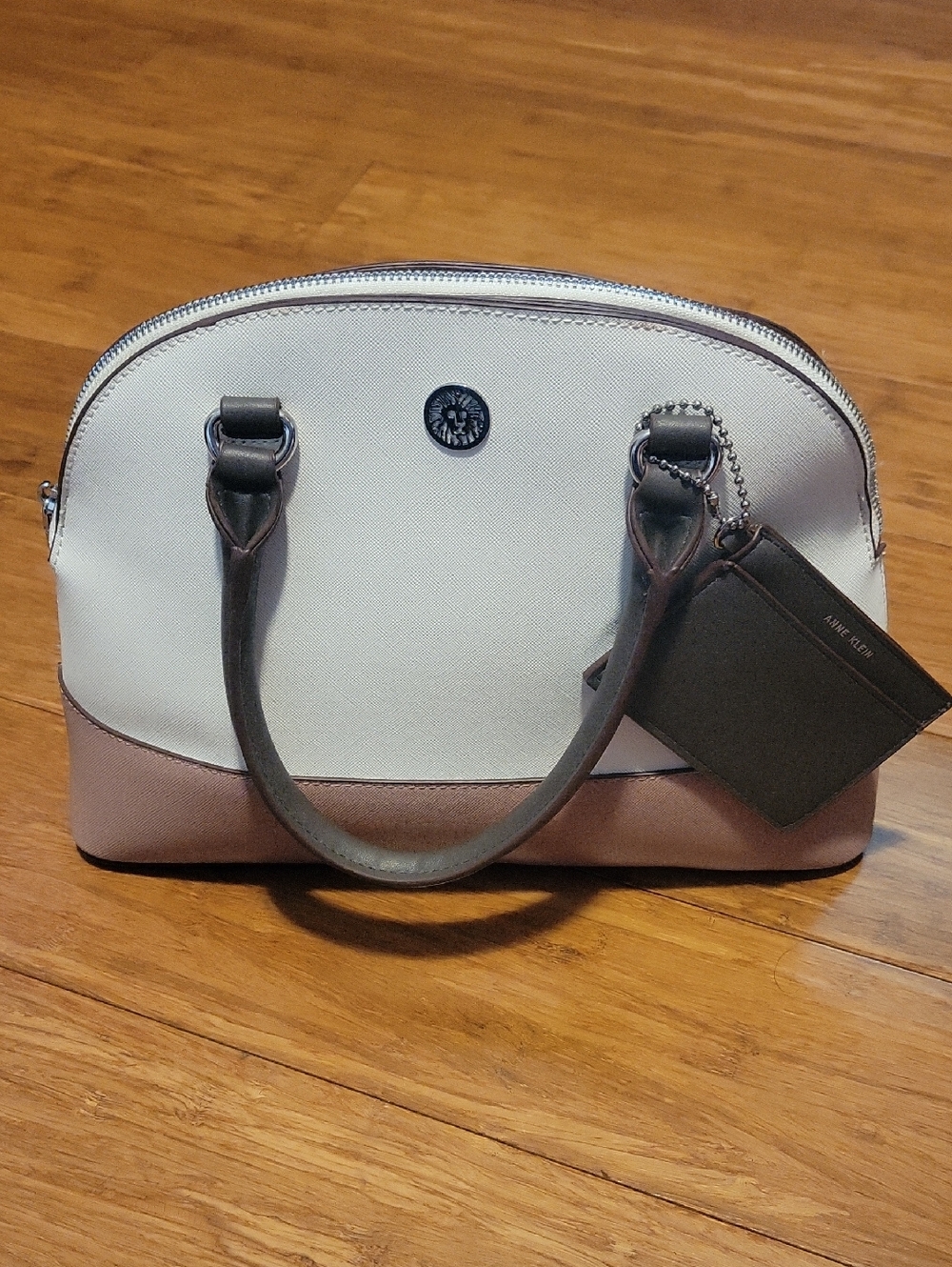 Anne Klein Two-Tone Dome Satchel - White and Blush Pink